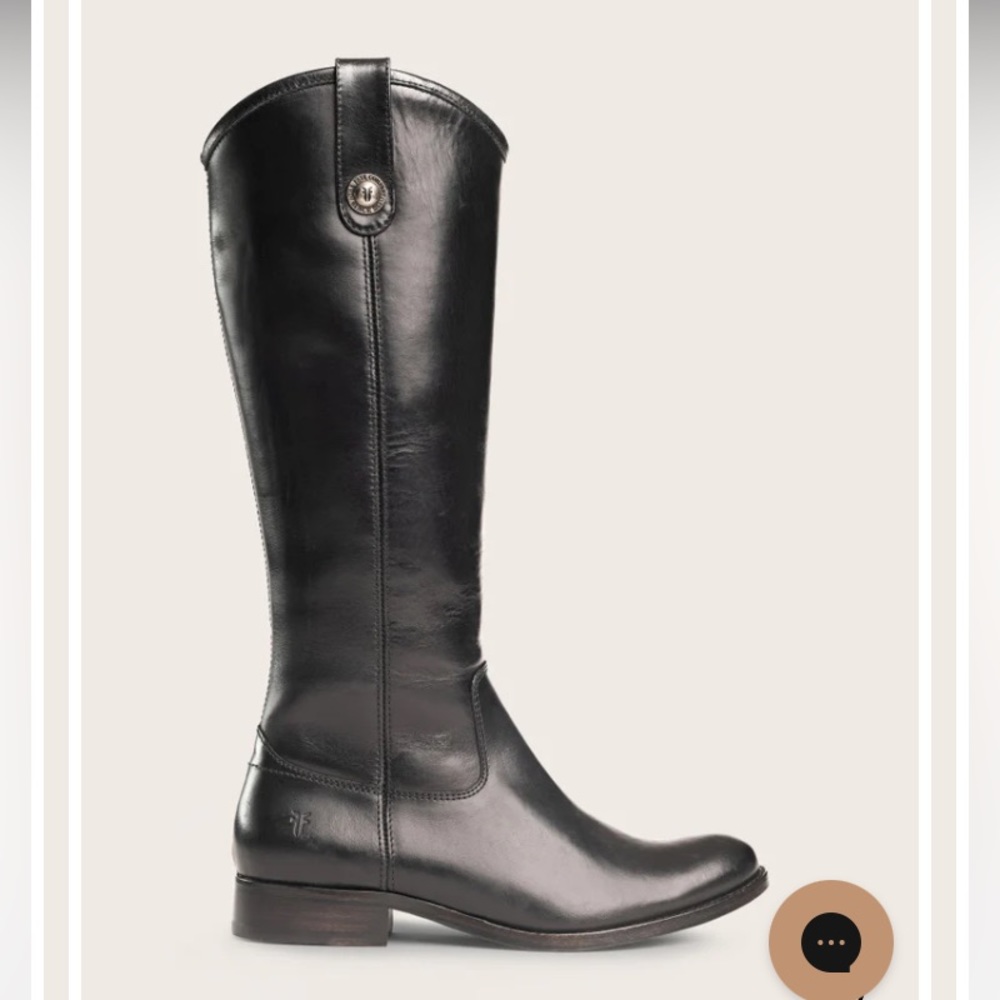 Frye - Black - Leather Calf Boot - 6.5 - Melissa Button Inside Zip